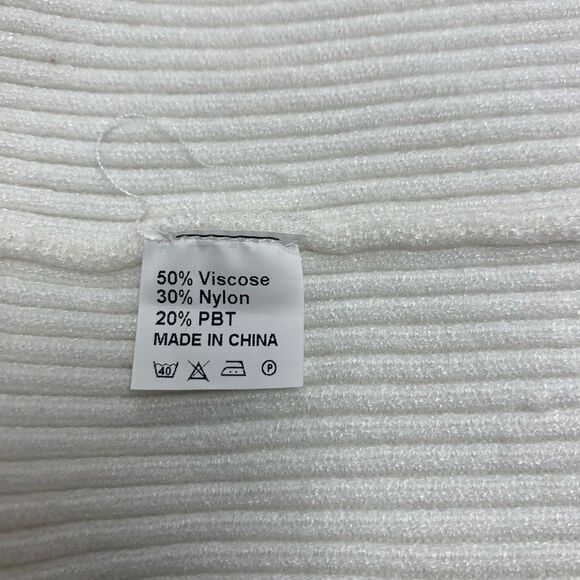 Women’s Ribbed Knit Sweater Dress Bodycon Maxi Square Neckline White Slit NWOT - Picture 7 of 9